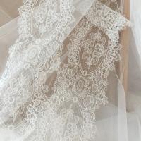 Vestido de novia de estilo Vintage, ribete de encaje de doble pestaña, encaje de boda de ganchillo en marfil, adorno festoneado, bricolaje, 17cm de ancho - details 2