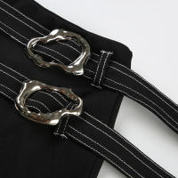 BUNO-Top corto ajustado negro sin mangas con hombros descubiertos, falda súper mini de cintura baja, ropa de calle de verano, conjunto de 2 piezas para mujer - details 18