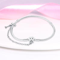 Pulsera con dije con estampado de pata de mascota, de Plata de Ley 925, compatible con cuentas, colgantes, joyería fina para mujeres y niñas - details 2