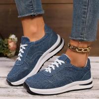 Mujeres de mezclilla azul zapatillas de deporte de fondo grueso,Zapatillas de deporte de moda de fondo grueso con cordones,Zapatillas de deporte cómodas y casuales - details 7
