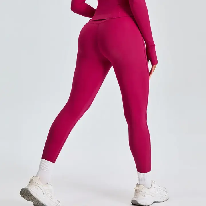 Leggings de secado rápido para mujer, mallas ajustadas para ejercicio, levantamiento de cadera, levantamiento de cadera, cintura alta, Yoga, ejercicio, Fitness, color melocotón - 1