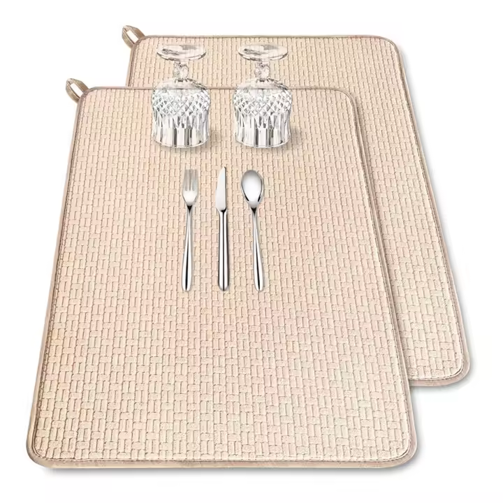 Paquete de 2 alfombrillas grandes de microfibra para secar platos XXL, escurridor de platos absorbente de 24x17,7 pulgadas, encimera de cocina, almohadilla para secar platos - 1
