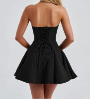Estilo europeo y americano 2025 nuevo producto tubo superior arco falda corta estilo dulce vestido de color sólido para mujer - details 13