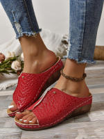 Chanclas de PU Roma para mujer, Sandalias de tacón inclinado, talla grande, Punta expuesta, 43, 42, 41, 40, 39 - details 3