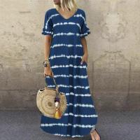 Vestido largo estampado con cuello en v para mujer, Verano - details 1