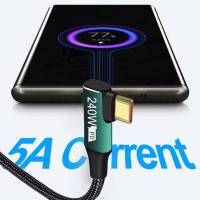 Línea de carga de un solo cabezal de 240w, carga rápida, ángulo de 90 grados, Cable de carga macho a macho, Cable USB C, Cable de datos - details 8