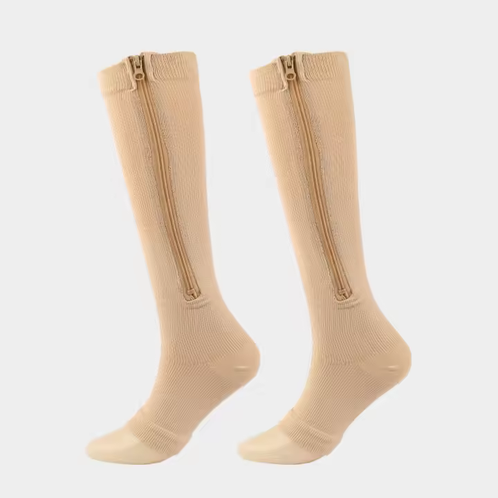 Soc de compresión larga gruesa y cálida con cremallera para deportes y ocio, soc elástico venoso, Invierno - 1
