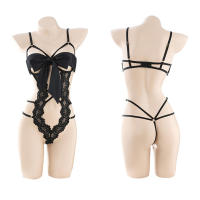 Disfraces femeninos para adultos, monos de peluche de encaje, sujetador abierto, conjuntos de lencería corporal porno, bragas eróticas sin entrepierna, sujetador, traje sexual para mujer - details 15