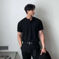 Polo de manga corta para hombre, estilo americano, retro, elástico, rasgado, musculoso, Fiers, deportivo, top casual - details 5
