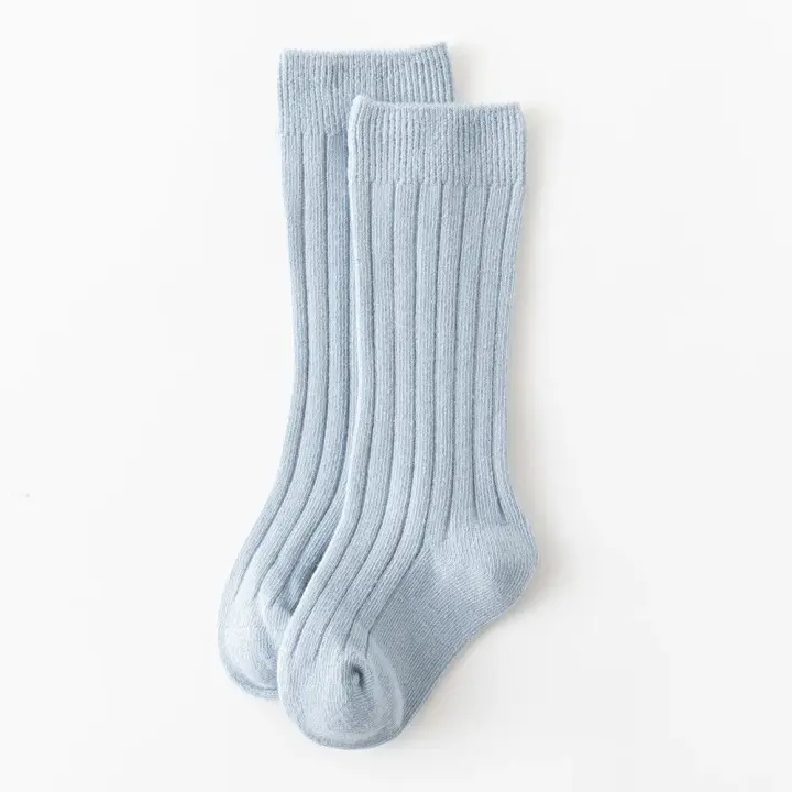 Calcetines hasta la rodilla para bebé, medias de algodón liso a rayas, largo, para niños de 0 a 3 años, 1 par - 1