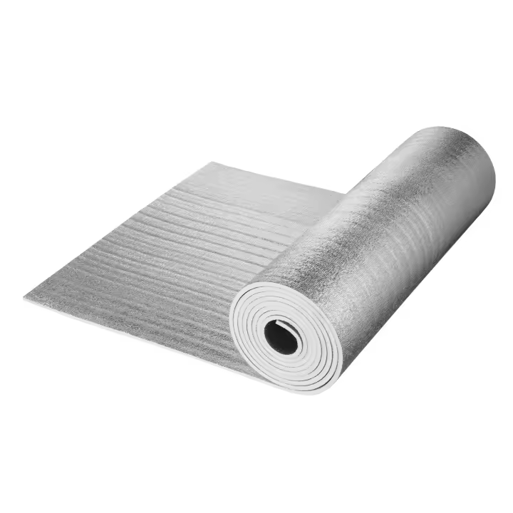 SucceBuy Rollo de aislamiento reflectante doble, barrera radiante con núcleo de espuma, 48 pulgadas x 25 pies, lámina de aluminio de doble cara, protector reflectante de calor de espuma EPE, aislamiento térmico para ventanas, vehículos recreativos, techos - 1