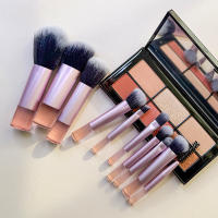 Maquillaje cepillo 10pcs mini set cristal manija portátil de viaje polvo suelto maquillaje rubor cepillo - details 0