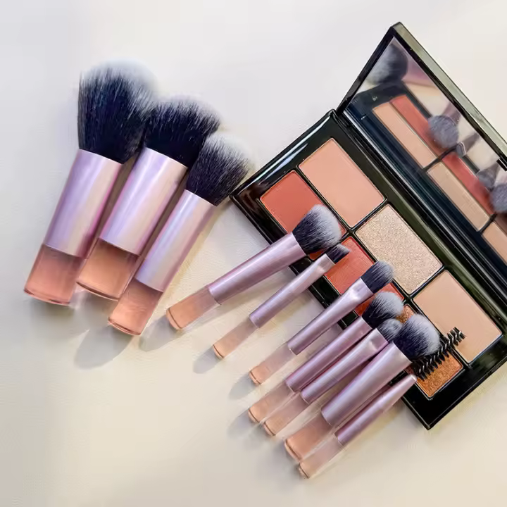 Maquillaje cepillo 10pcs mini set cristal manija portátil de viaje polvo suelto maquillaje rubor cepillo - 1
