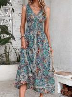 Vestido Boho Maxi sin Mangas de Verano 2024 Cintura Elástica, Estampado Elegante, Vestido Largo para Mujeres - details 5