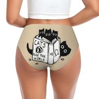 Los gatos personalizados gobiernan el mundo bragas breves ropa interior transpirable para mujer - details 1