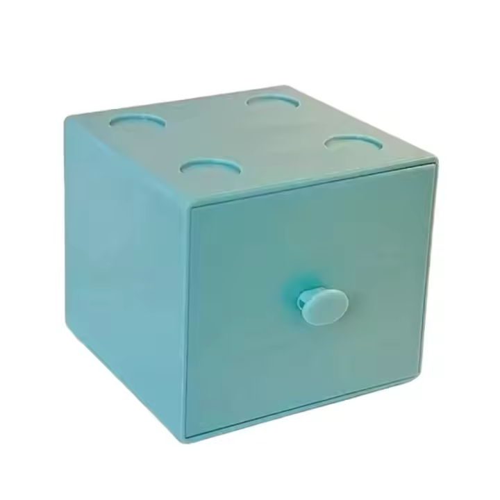 Caja de almacenamiento de macarrón de escritorio estilo cajonera, caja de lápices de bloques de construcción apilable de Color caramelo, organizador apilable cuadrado - 1