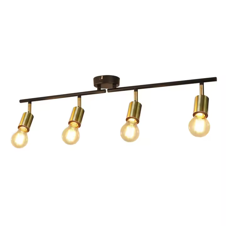 CBJKTX 4 Lámpara de techo vintage E27 Estilo industrial retro giratorio negro y dorado para dormitorio Cocina Pasillo Comedor - 1