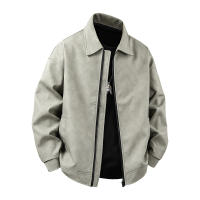 New Solid Leisure Port Wind Man Coat Outdoors Simplicity Fashion Jacket Spring Autumn Retro Style Flip Collar Leather Jacket Man - details 3