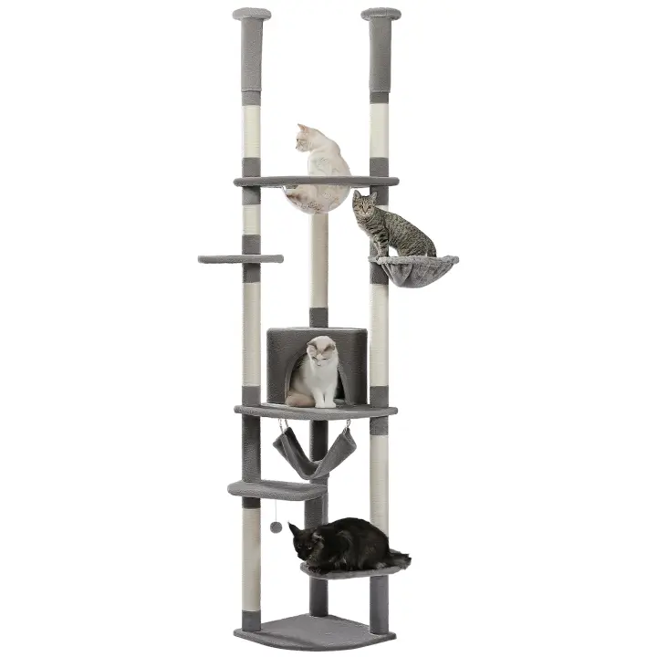 Árbol para gatos de altura ajustable para interiores, torre para gatos de varios niveles con poste rascadores,condominio, hamaca - 1