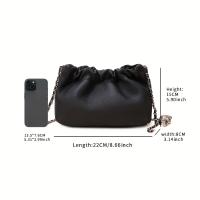 Bolso de hombro de cuero genuino para mujer, bolso nube, bolso de cadena plisado de gran capacidad, riñonera informal cruzada de un solo hombro, bolso multiusos para viajes y compras - details 0