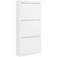 3 Cajones Abatibles Mueble Recibidor Organizador para Zapatos Estrecho Metal Ahorro Espacio Blanco 50x15x106 cm - details 0