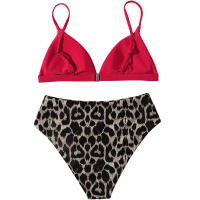 Bikini con estampado de leopardo para mujer, traje de baño de dos piezas con cuello en V profundo, Sexy, para playa, 2024 - details 7