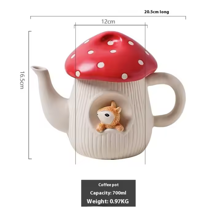 Juego de Vajilla de Cerámica de Hongo Rojo Taza de Café, Taza de Té de la Tarde, Plato de Arroz de Pastelería, Plato de Ensalada Artículos de Cocina y Comedor - 1