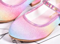 Zapatos de cuero con purpurina para niñas, zapatos de princesa con arcoíris, de tacón alto, informales, para fiesta, boda y baile - details 5