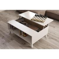 centro elevable comedor salón, mesita mueble salon comedor acabado en Blanco Brillo y Roble - details 1