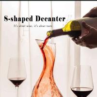 Botella elegante sin plomo en forma de S, vidrio transparente, lata roja, recipiente para jugo, botella de vino - details 1