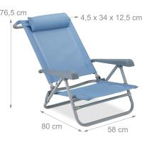 Plegable con Reposacabezas, Abrebotellas y Reposabrazos, Sintético-Acero, Gris - details 11