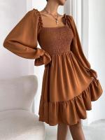 Elegante Vestido de Manga Larga para Mujer Color Sólido, con Volantes, Alta Calidad y Lujo Diseñador - details 12