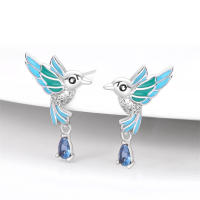 Pendientes de plata de ley 925 para mujer, aretes con forma de libélula y pájaro, joyería fina para boda, novedad - details 12