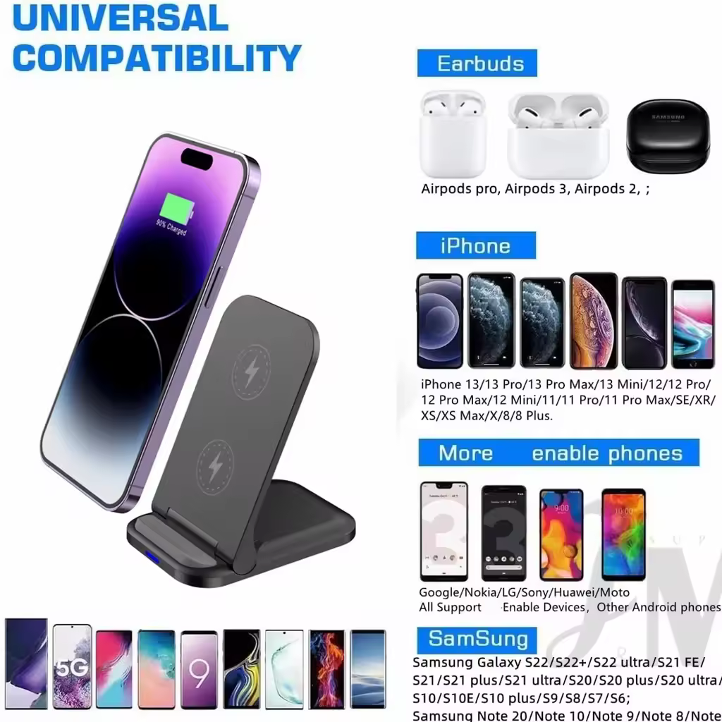 Soporte de Carga Inalámbrico Super Rápido 10W para iPhone 14 13 12 11 Pro Max Samsung Xiaomi Adaptador Compatible con Marca SAMSUNG Hecho en China - details 0