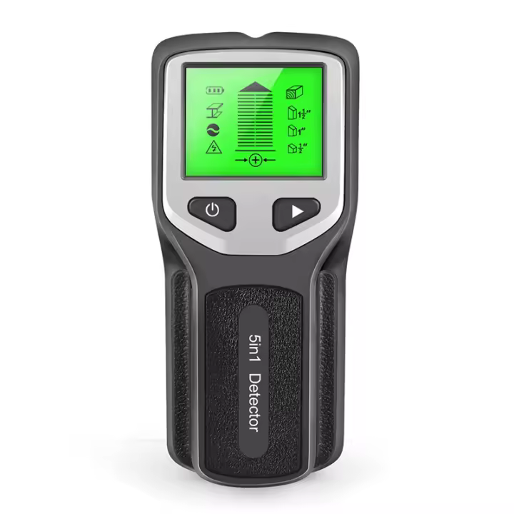 Escáner de pared 5 en 1, Detector de tachuelas Digital de mano, buscador de metales de tubería de agua de PVC, negro-plateado - 1