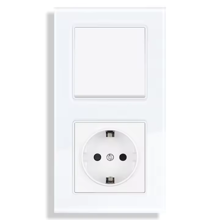 Enchufe de Alimentación SRAN Eu Panela de Vidrio Templado Interruptor de Luz de Botón - 1