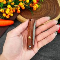 Cuchillo Plegable De Acero Damasco Con Mango De Madera Herramienta De Cocina Multifuncional Para Cortar Carne Y Frutas Cuchillo De Sellección - details 10