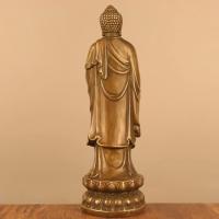 Adorno de estatua de Amitabha de bronce antiguo, estatua de pie, hogar de Buda receptor, salón budista, tienda de ofrendas, oficina, escritorio - details 4