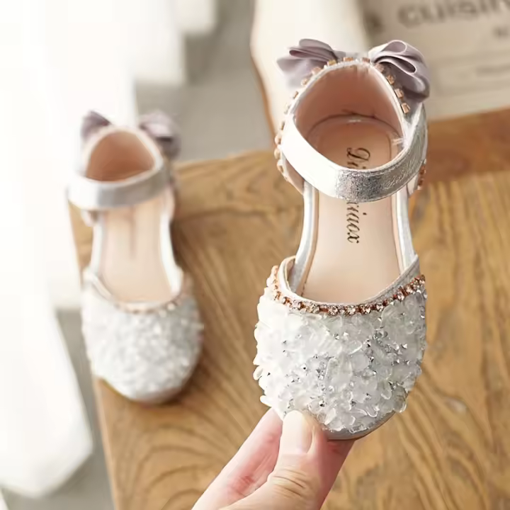Zapatos de diamantes de imitación de fondo blando para niños, sandalias de las niñas, zapatos de princesa, Verano - 1