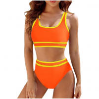 Bikini para mujeres con push up, deportivo, de cintura alta, traje de baño, conjunto de bikini de dos piezas - details 3