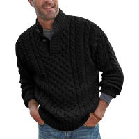Suéter de punto de manga larga para hombre, cuello medio alto, color sólido, otoño e invierno, nuevo, 2024 - details 3