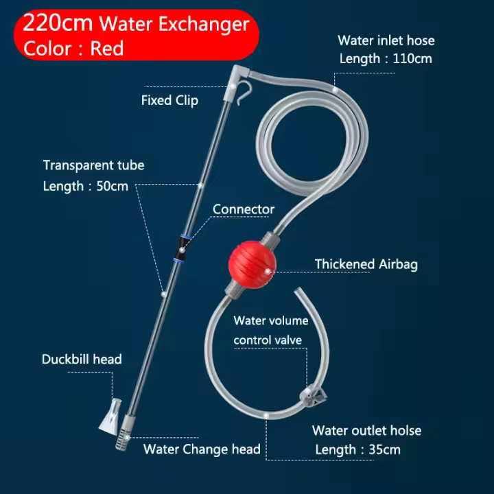 Cambiador de Agua para Acuario, Bomba de Aire, accesorios de limpiezas, Limpiador de Grava, Bomba de sifón al vacío con Boquilla de filteria, Nuevo - 1