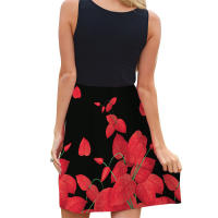 Vestido de verano sin mangas con cuello redondo y estampado Digital para mujer - details 10
