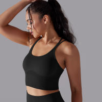 Hamidou-Sujetador de Yoga sin costuras para mujer, sostén deportivo de alto impacto entrecruzado, a prueba de golpes, Top corto, transpirable, antisudor - details 13