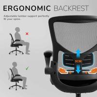 WM Heart Silla de Oficina Ergonómica de Malla, con Soporte Lumbar, Giratoria, Reposabrazos Plegables, para Escritorio y Estudio, Negro - details 2