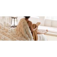 Manta Sofá de Felpa de Conejo Super Suave Cálida, Gruesa Franela 540 g/m² Manta Cama Multifuncional Esponjosa para Dormitorio Sofá Viajes Niños Camping Manta (Albaricoque A Rayas, 160 x 200 cm) - details 2