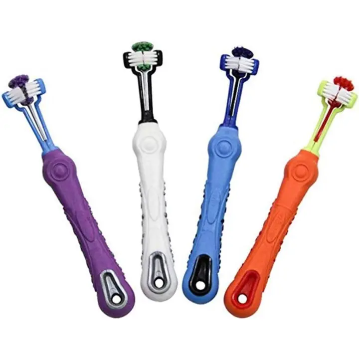 Cepillo de dientes para mascotas de 3 lados, cepillo de dientes para perros, elimina el mal aliento, limpieza del sarro, cuidado Dental de la boca para mascotas, limpieza de la boca para gatos (4 unidades) - 1