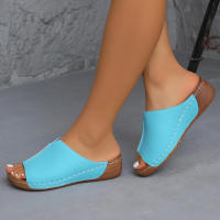 Sandalias de Cuña para Mujer Nueva Moda de Verano Punta Abierta Cómodas Transpirables con Hebilla Zapatos para Mujer Color Blanco - details 9