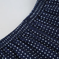Pantalones cortos básicos cómodos e informales sueltos con botones de cintura elástica tejidos a rayas de verano para mujer - details 67