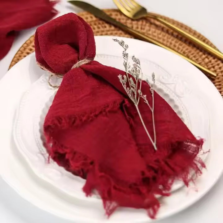 Pañuelos de Gasa de Seda de Cola de Abejas Retro 10pcs, 32x32cm, Reutilizable para Boda, Fiesta, Decoración de Mesa de Navidad - 1
